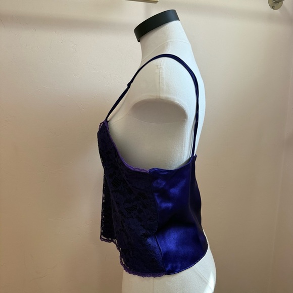 Vintage Gold Tag Victoria Secret Purple Slip Lingerie Lace Tank Top M - Picture 2 of 6